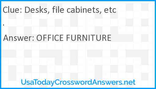 Desks, file cabinets, etc. Answer