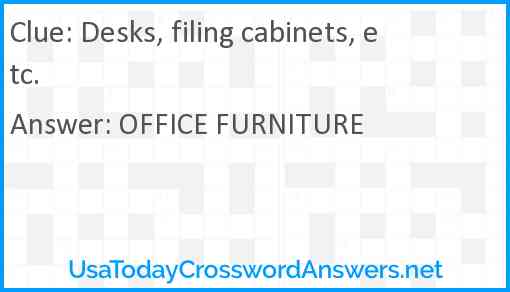Desks, filing cabinets, etc. Answer
