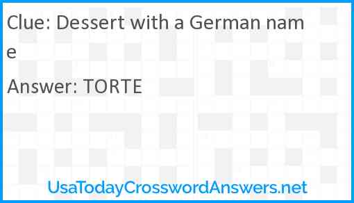 Dessert with a German name Answer