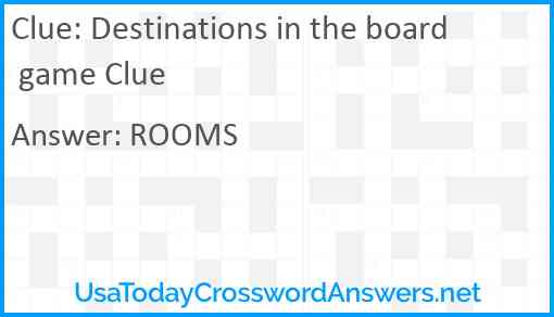 Destinations in the board game Clue Answer