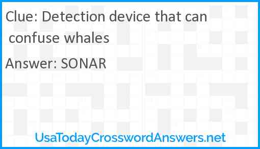 Detection device that can confuse whales Answer