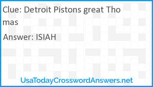 Detroit Pistons great Thomas Answer