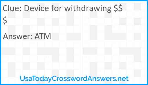 Device for withdrawing $$$ Answer