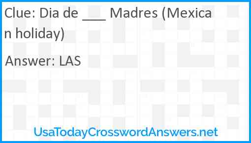 Dia de Madres (Mexican holiday) crossword clue