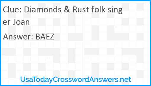 Diamonds & Rust folk singer Joan Answer