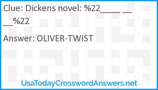 Dickens novel: %22____ ____%22 Answer