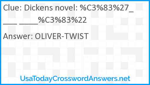 Dickens novel: %C3%83%27____ ____%C3%83%22 Answer