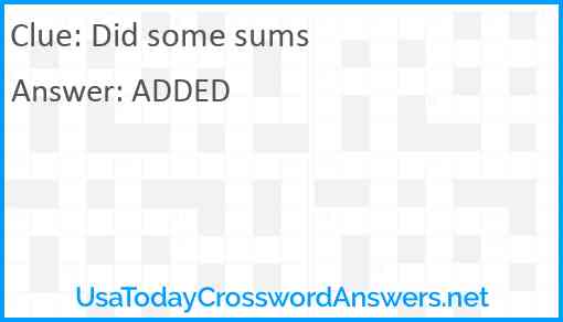 Did some sums Answer