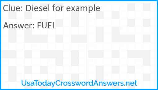 Diesel for example Answer