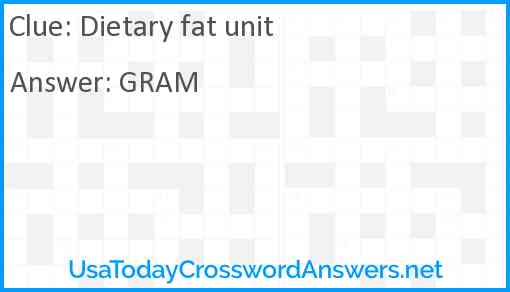 Dietary fat unit Answer