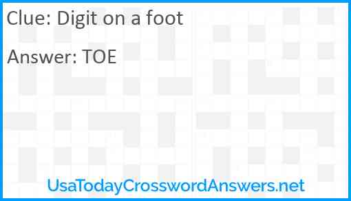 Digit on a foot Answer