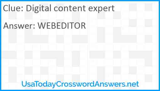 Digital content expert Answer