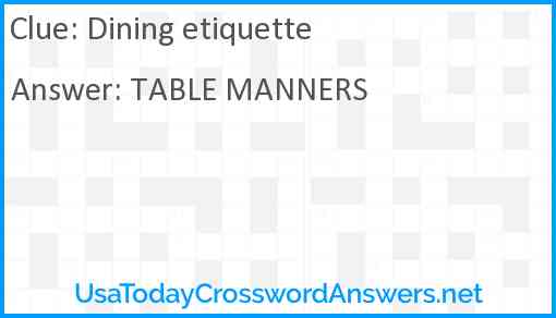 Dining etiquette Answer