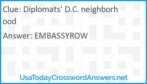 Diplomats' D.C. neighborhood Answer