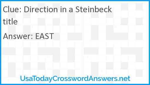 Direction in a Steinbeck title Answer
