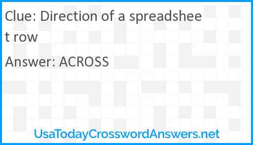 Direction of a spreadsheet row Answer