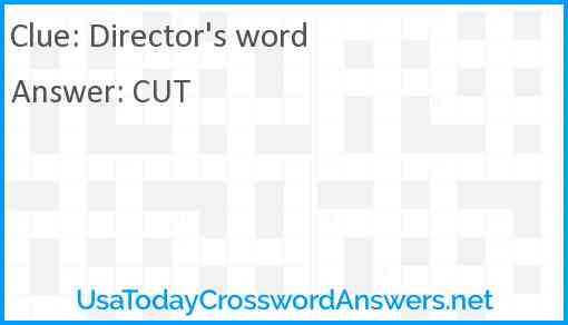 Director's word Answer