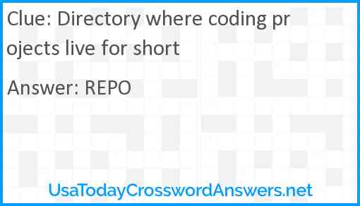 Directory where coding projects live for short Answer