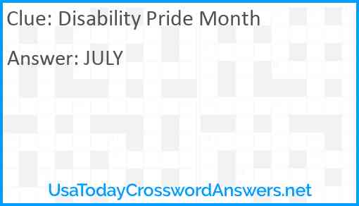Disability Pride Month Answer