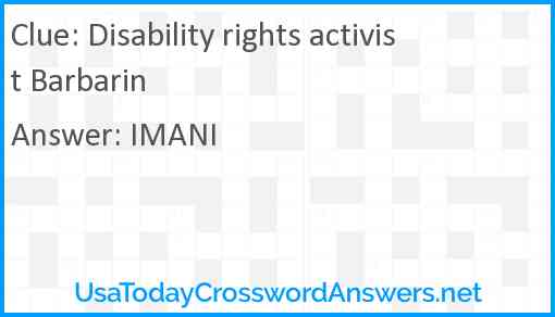 Disability rights activist Barbarin Answer