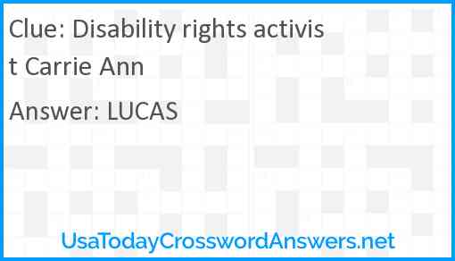 Disability rights activist Carrie Ann Answer