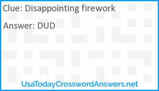 Disappointing firework Answer