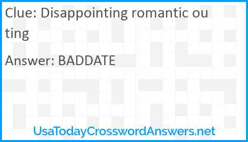 Disappointing romantic outing Answer