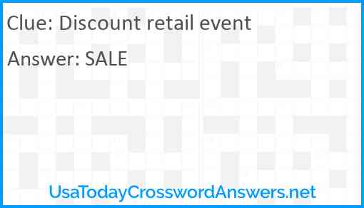Discount retail event Answer