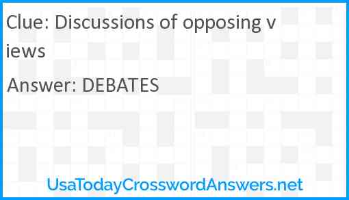 Discussions of opposing views Answer