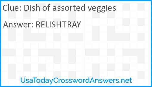 Dish of assorted veggies Answer
