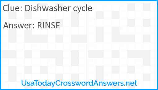 Dishwasher cycle Answer