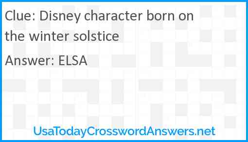 Disney character born on the winter solstice Answer