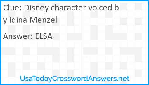 Disney character voiced by Idina Menzel Answer