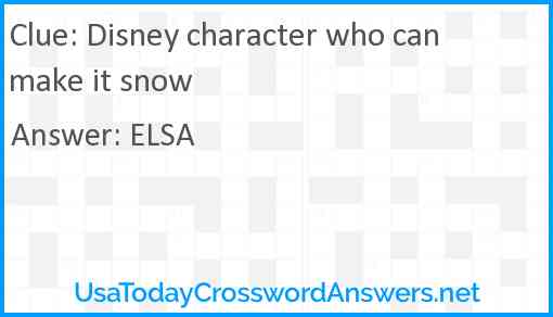 Disney character who can make it snow Answer