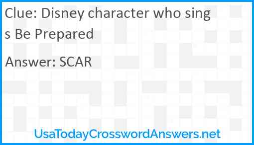 Disney character who sings Be Prepared Answer