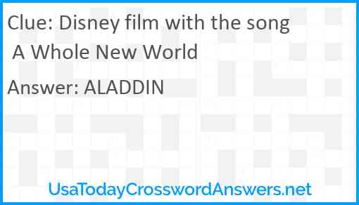 Disney film with the song A Whole New World Answer