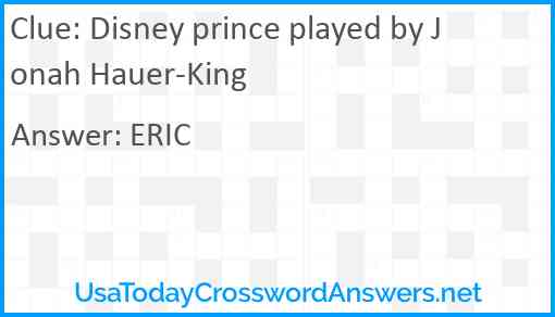 Disney prince played by Jonah Hauer-King Answer