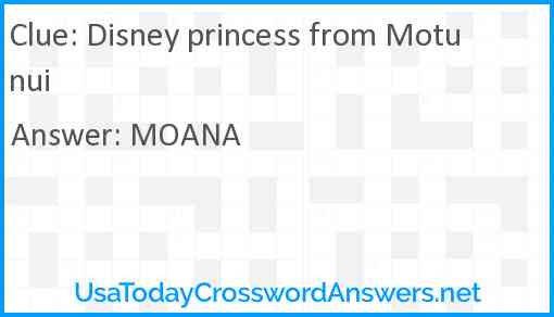 Disney princess from Motunui Answer