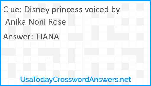 Disney princess voiced by Anika Noni Rose Answer