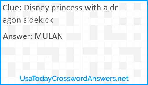 Disney princess with a dragon sidekick Answer