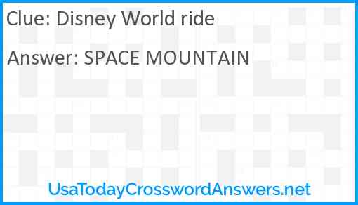 Disney World ride Answer