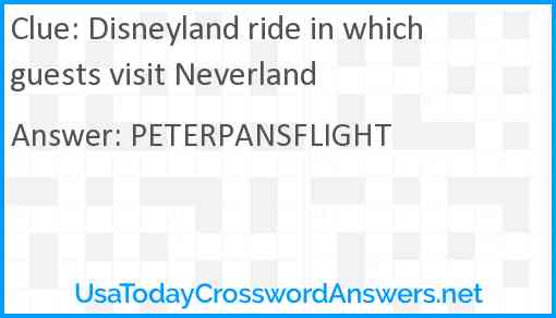 Disneyland ride in which guests visit Neverland Answer