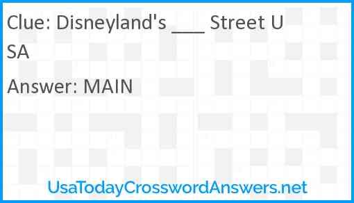 Disneyland's ___ Street USA Answer