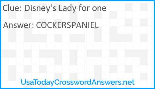 Disney's Lady for one Answer