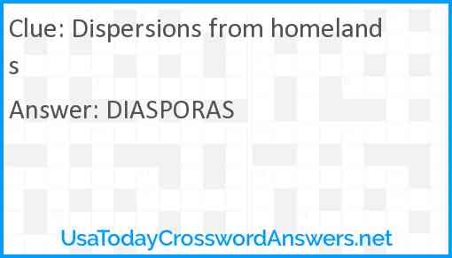 Dispersions from homelands Answer