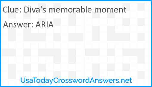 Diva's memorable moment Answer