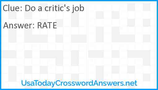 Do a critic's job Answer