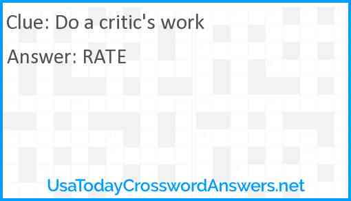 Do a critic's work Answer
