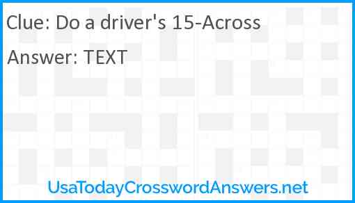 Do a driver's 15-Across Answer