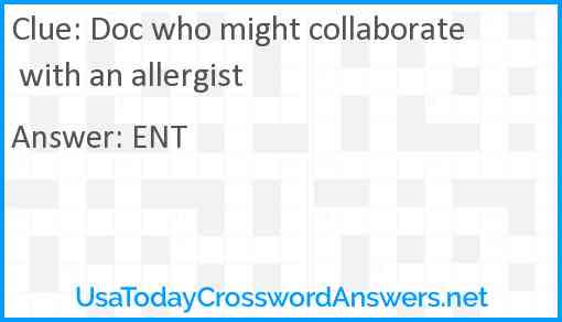 Doc who might collaborate with an allergist Answer